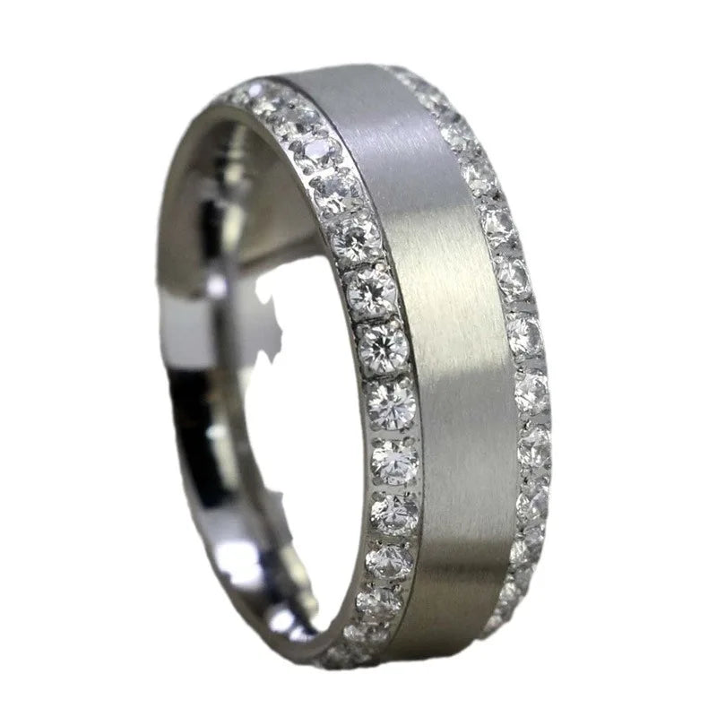 luckacco sweet romantic couple men stainless steel ladies wedding ring set valentine's day jewelry