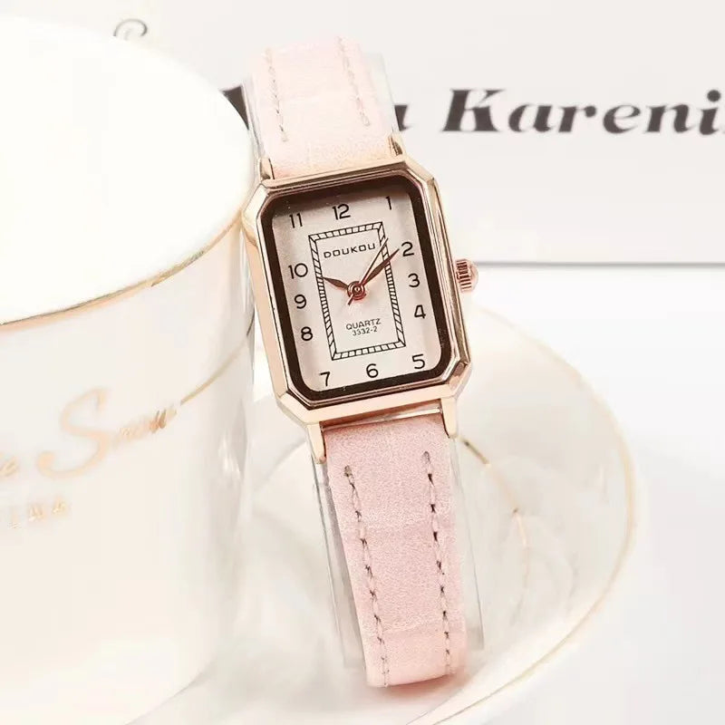 luckacco the square minimalist women ultra thin small dial watches leather band antique quartz watch relogio feminina