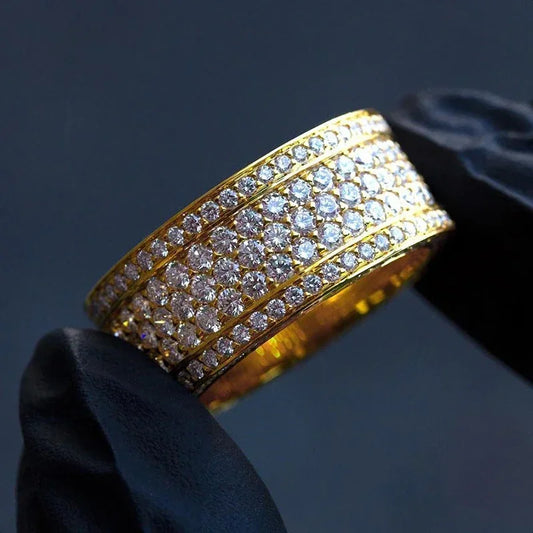 Luckacco New Eternity Wedding Bands Women's Rings Luxury Gold Color Paved Cubic Zirconia Simple and Elegant Female Anniversary Jewelry