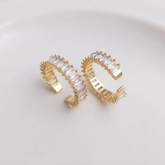 Luckacco Stainless Steel Geometric White Zircon Rings For Women's Finger Opening Crystal Engagement Wedding Jewelry Birthday Party Gift
