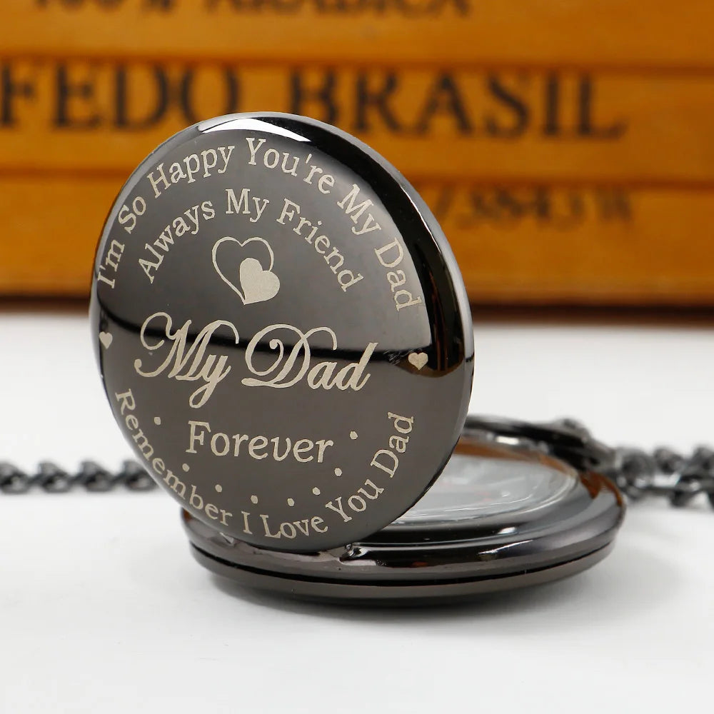 luckacco classic quartz pocket watch vintage round high quality steel necklace gift for dad