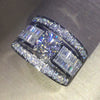 Luckacco Gorgeous Round Natural Silver Color White Stone Rings Fashion Metal Party Rings for Women Jewelry