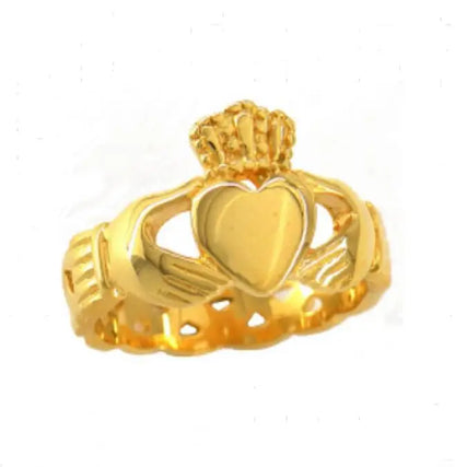 Luckacco Claddagh Style Hand to Hold a Heart with Crown Ring Stainless Steel Jewelry Celtic Biker Wedding Ring  SWR0312A