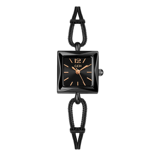 Luckacco Niche high-end women's watch simple small square plate alloy bracelet watch ladies medieval style quartz watch