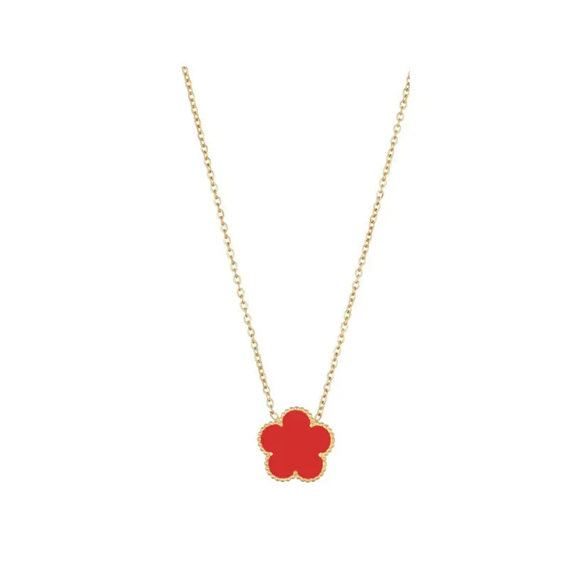 luckacco 14k gold plated five-leaf clover link bracelets white black blue gold red green lucky bracelets jewelry gifts trendy for women