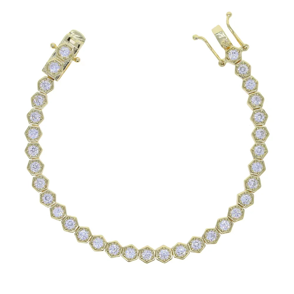 luckacco 2025 new iced out aaa cubic zirconia heart tennis chain bracelet silver color cz charm chain bracelet hip hop jewelry for women