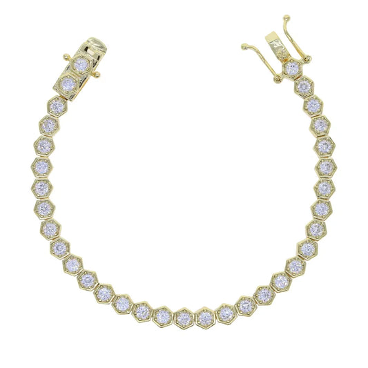 Luckacco 2025 New Iced Out AAA Cubic Zirconia Heart Tennis Chain Bracelet Silver Color CZ Charm Chain Bracelet Hip Hop Jewelry For Women