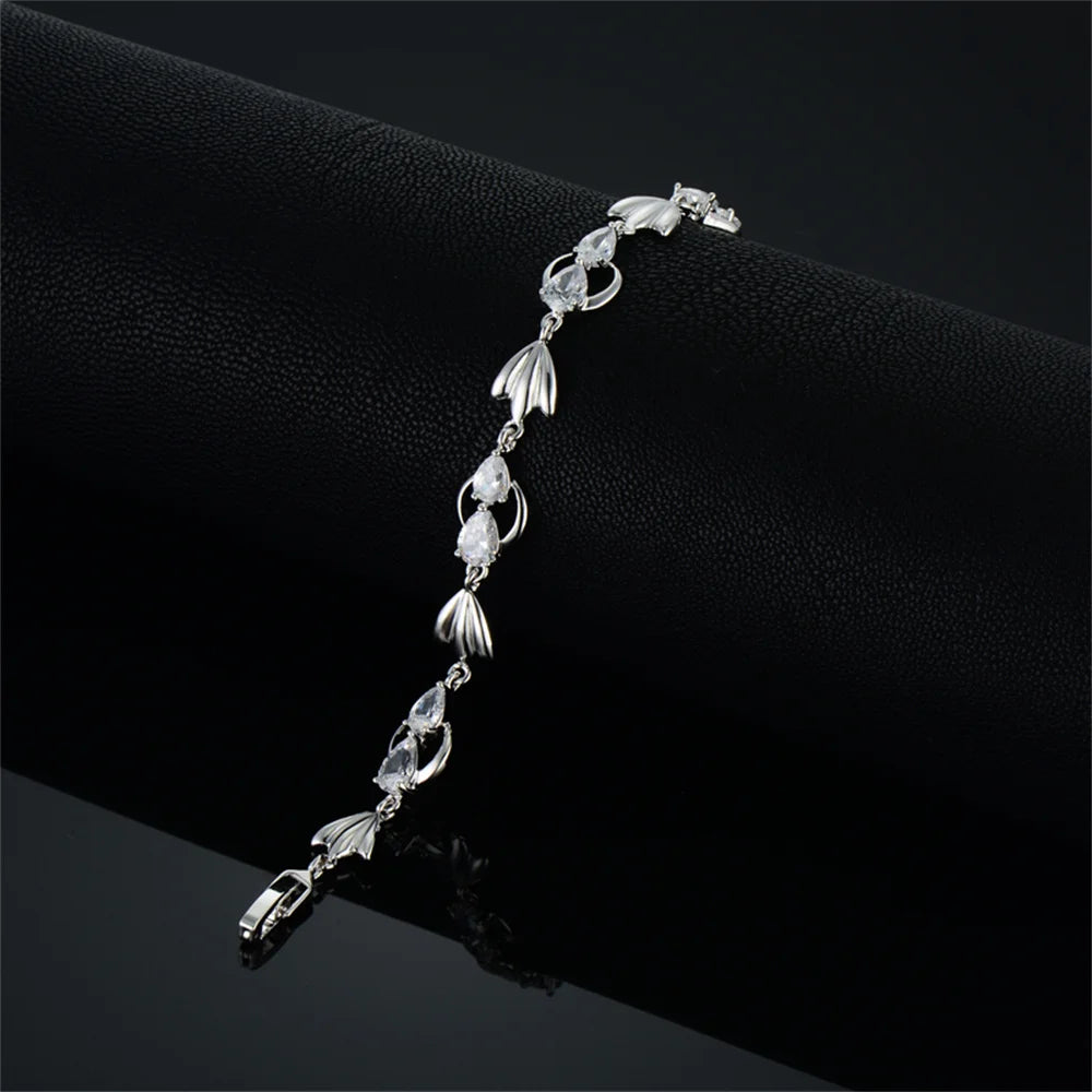 luckacco luxury new trendy gold silver color aaa zircon rhinestone bracelet chain charm valentine's day jewelry gifts for women lovers