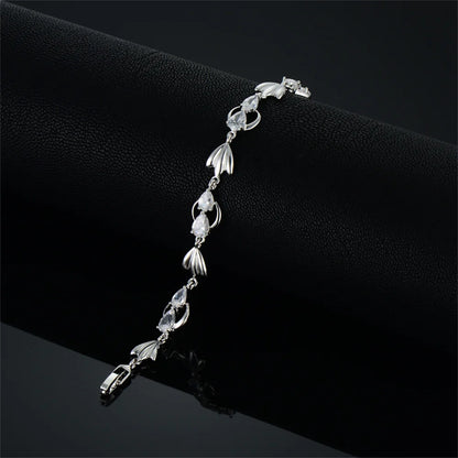 Luckacco Luxury New Trendy Gold Silver Color AAA Zircon Rhinestone Bracelet Chain Charm Valentine's Day Jewelry Gifts For Women Lovers