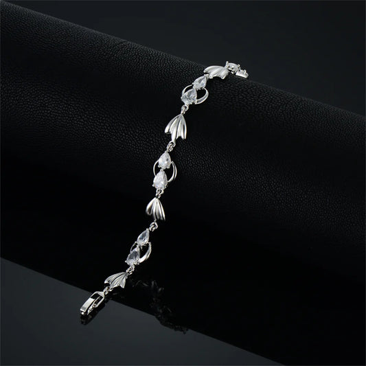 Luckacco Luxury New Trendy Gold Silver Color AAA Zircon Rhinestone Bracelet Chain Charm Valentine's Day Jewelry Gifts For Women Lovers