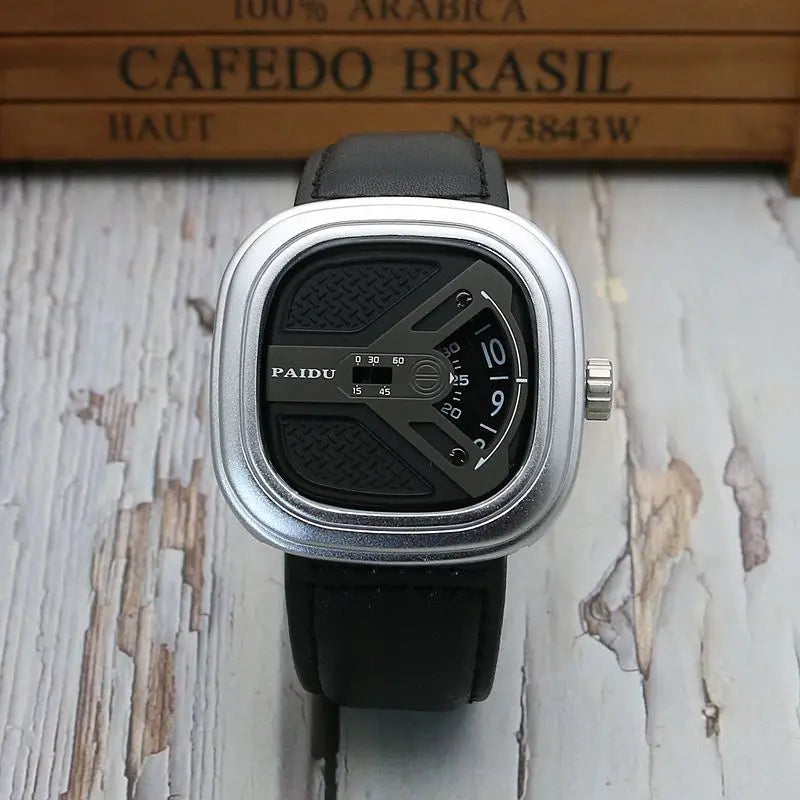 luckacco uthai ce96 punk style square wheel man watch fashion wheel fashion watch wild belt waterproof quartz watch watches for man