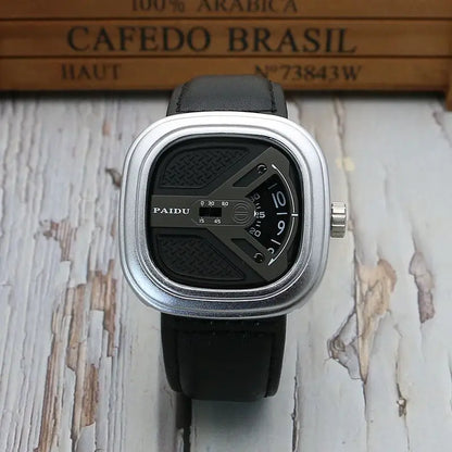 Luckacco UTHAI CE96 Punk Style Square Wheel Man watch Fashion Wheel Fashion Watch Wild Belt Waterproof Quartz Watch watches for man