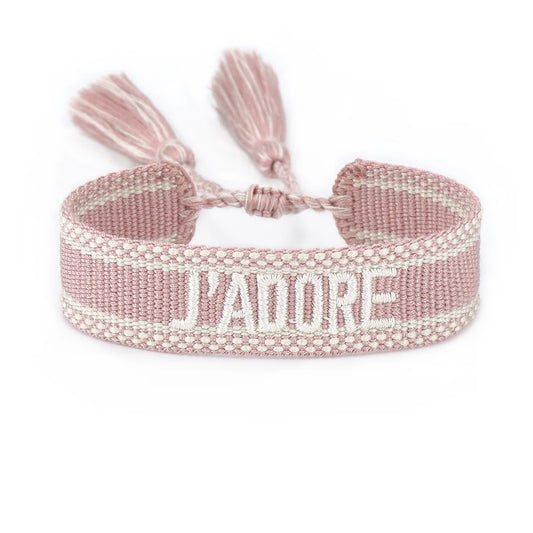 Luckacco Rhinestone Embroidery Woven Bracelets Adjustable Rope Stackable Bangle For Women