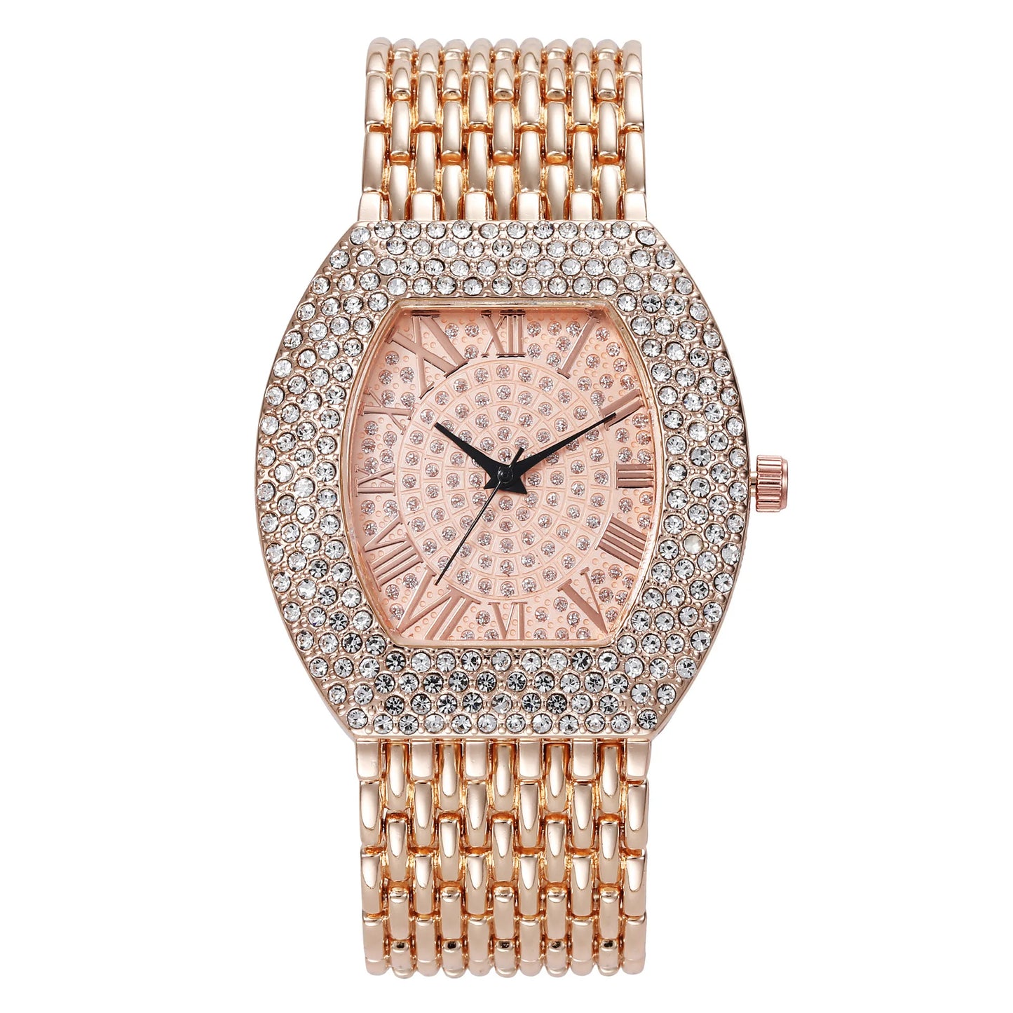 luckacco uthai h64 women's full diamond watch temperament gold steel band barrel shaped full sky star vintage fashion quartz wristwatches