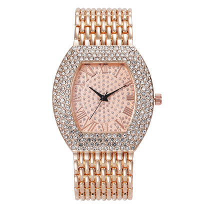 Luckacco UTHAI H64 Women's Full Diamond Watch Temperament Gold Steel Band Barrel shaped Full Sky Star Vintage Fashion Quartz Wristwatches