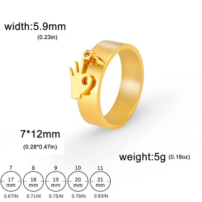 Luckacco Unift Women Stainless Steel Charms Rings Flower Leaf Spider Paw Pendant Finger Ring Fashion Minimalist Couple Jewelry