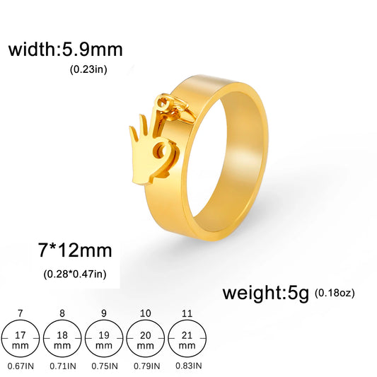 Luckacco Unift Women Stainless Steel Charms Rings Flower Leaf Spider Paw Pendant Finger Ring Fashion Minimalist Couple Jewelry