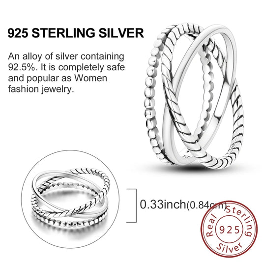 Luckacco New 925 Sterling Silver Rings Gold Heart Bow Adjustable Open Closed Ring Suitable for Women Stacking Ring Fashion Jewelry Gift