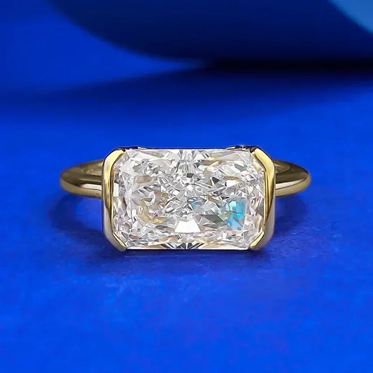 Luckacco 14K Gold Vintage Lab Diamond Ring 100% Real 925 Sterling Silver Party Wedding Band Rings for Women Engagement Jewelry Gift