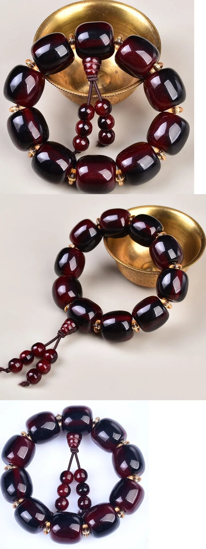 Luckacco Collection Authentic Tibetan Yak Horn Buddha Bead Bracelet for Middle-aged Bloodshot Hand String Body Sufficient Qi and Blood