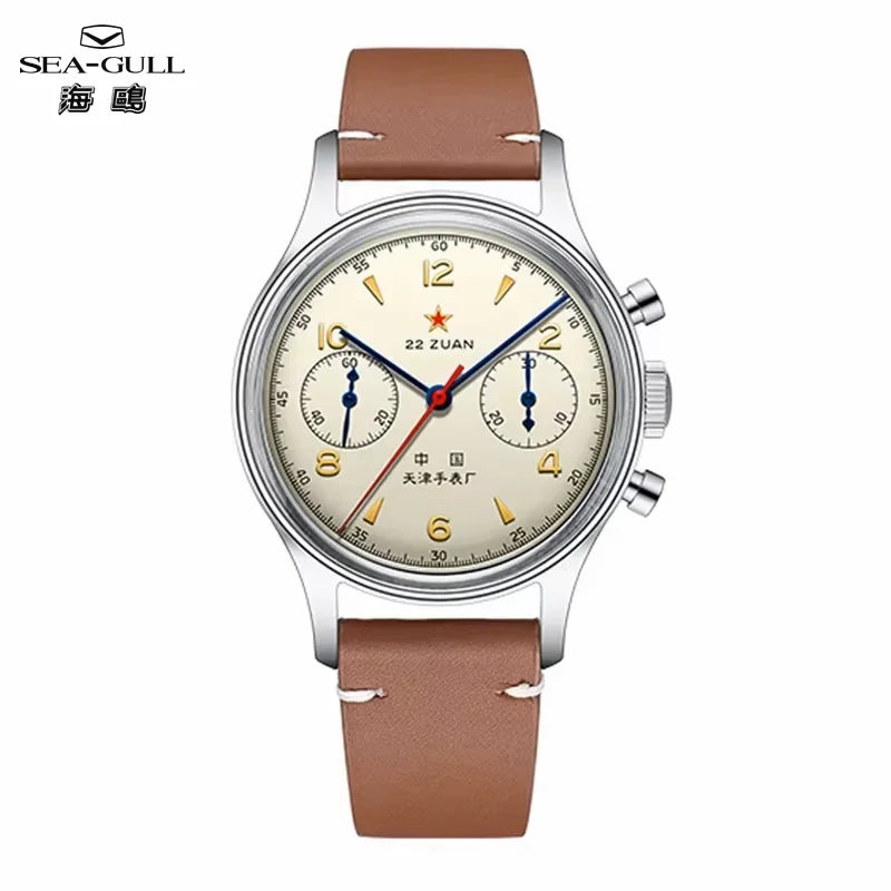 luckacco seagull 1963 international edition watch for men chronograph manual winding mechanical watches original st1901 d304 memorial