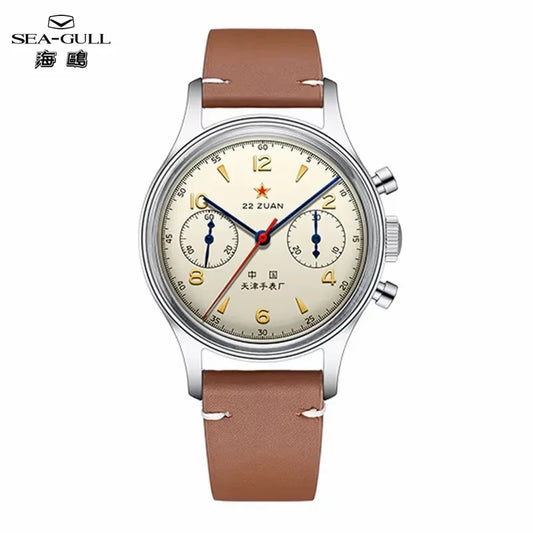 Luckacco Seagull 1963 International Edition Watch for Men Chronograph Manual Winding Mechanical Watches Original ST1901 D304 Memorial