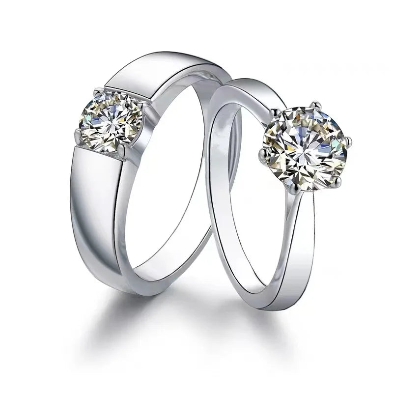 luckacco high-quality couple wedding ring for woman men 2pcs love heart zircon adjustable rings fashion stainless steel engaged jewelry