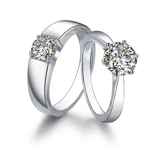 Luckacco High-quality Couple Wedding Ring for Woman Men 2Pcs Love Heart Zircon Adjustable Rings Fashion Stainless Steel Engaged Jewelry