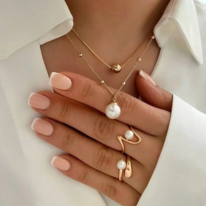 Luckacco Vintage Emerald Sets Unique Design Light Luxury Temperament Earrings  Pendant Necklace Rings Three-Piece Sets Trend Jewerly Set