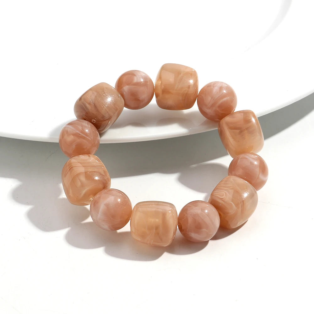 luckacco acrylic chunky irregular square round beaded bracelet for women european and american simple bracelet fashion hand accessories