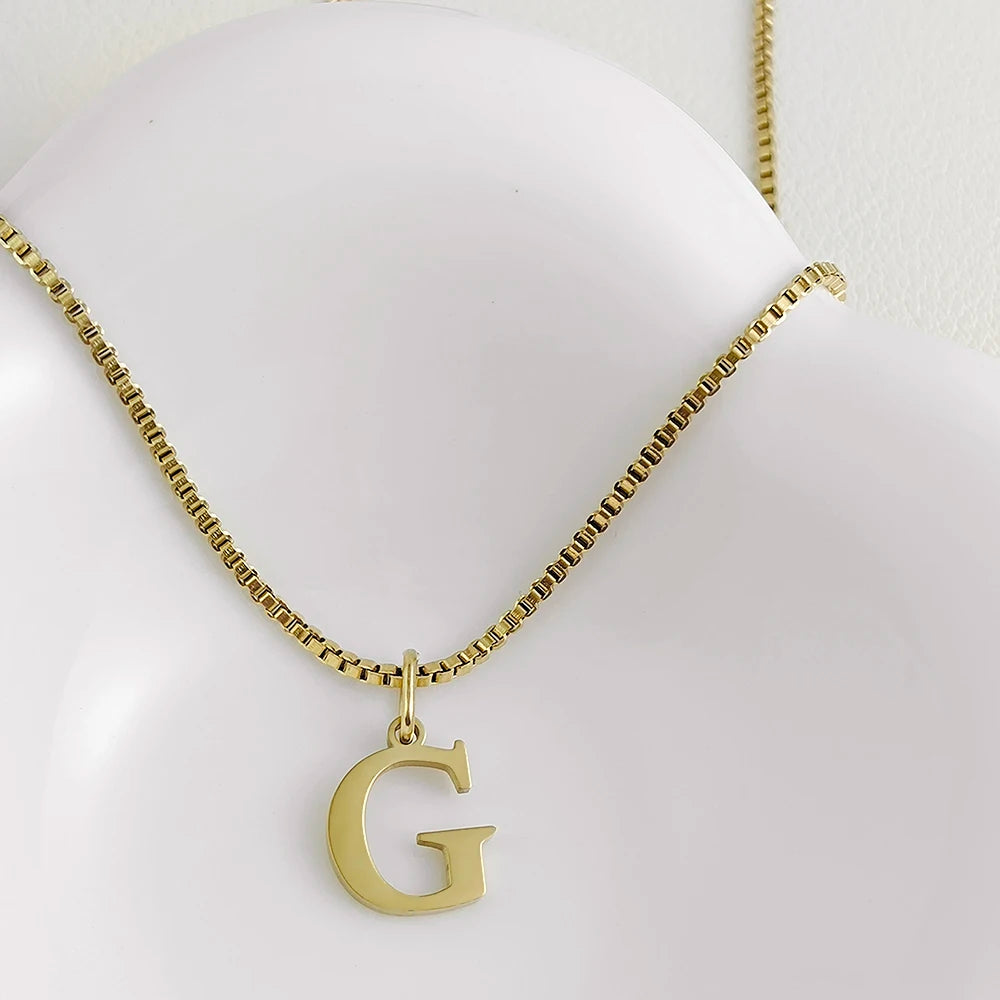 luckacco initial necklace letter pendant chamrs stainless steel necklace jewelry women's necklace box chain choker woman trend 2025 gift