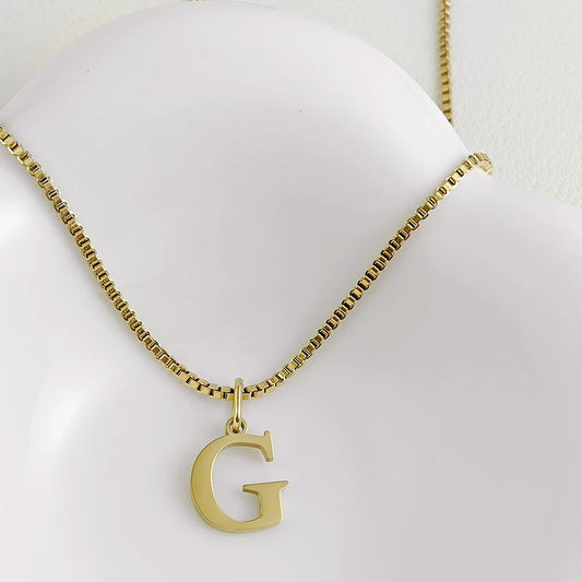 Luckacco Initial necklace letter pendant chamrs stainless steel Necklace jewelry Women's Necklace Box Chain Choker woman trend 2025 gift