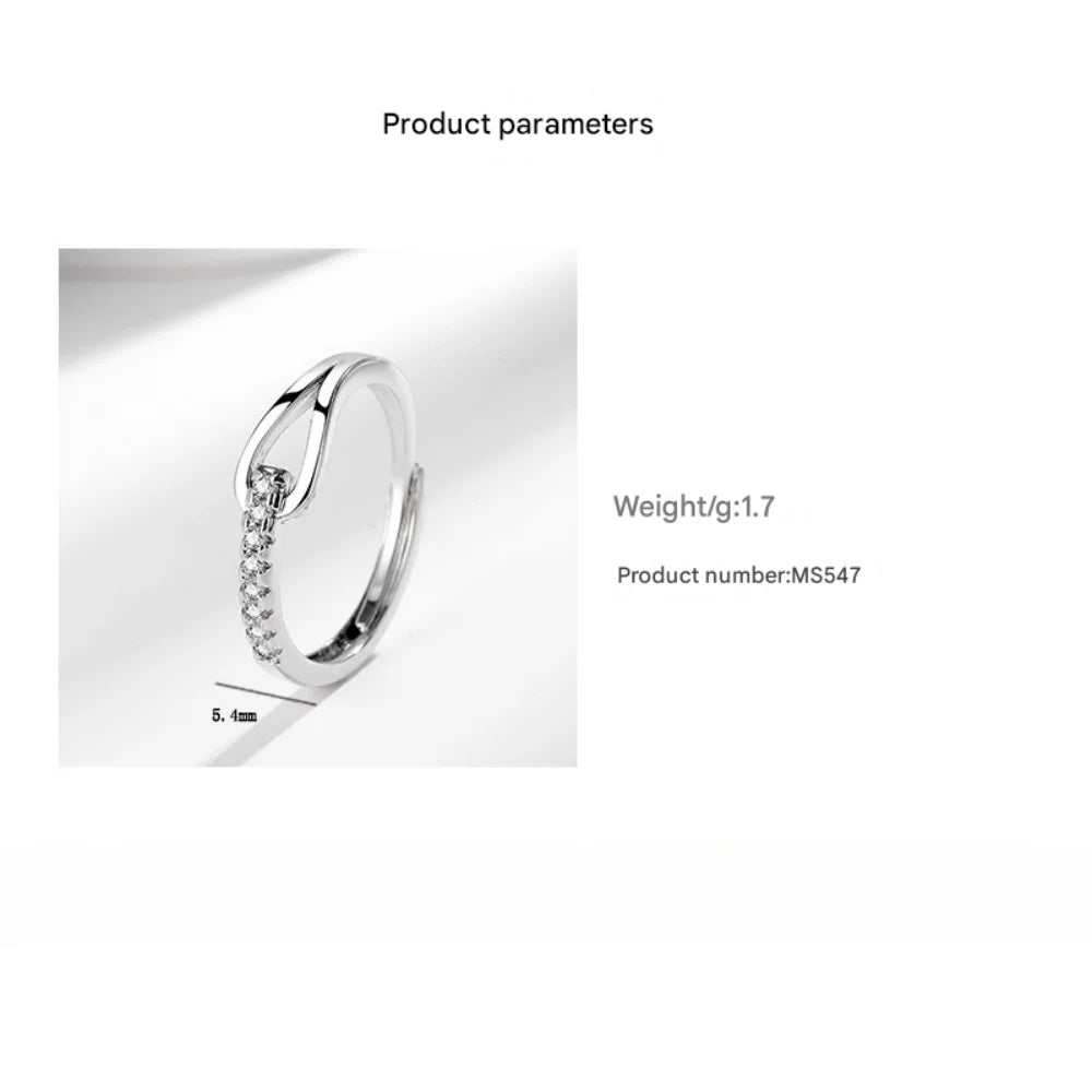 luckacco 925 sterling silver high-end full diamond hollow design horseshoe-shaped zircon ring personalized high-quality women's ring