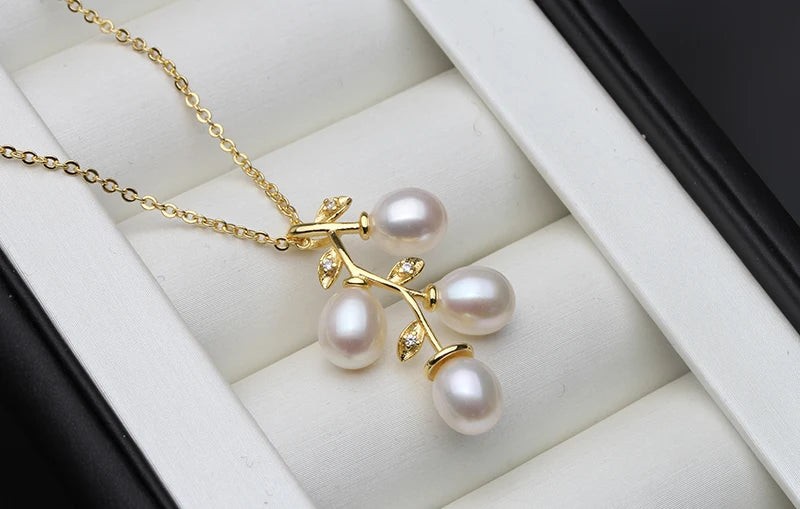 luckacco cute new pink natural pearl pendant for women,wedding freshwater pearl necklace mother wife birthday gift white