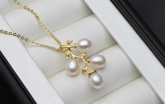 Luckacco Cute New Pink Natural Pearl Pendant For Women,Wedding Freshwater Pearl Necklace Mother Wife Birthday Gift White