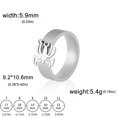 Luckacco Unift Women Stainless Steel Charms Rings Flower Leaf Spider Paw Pendant Finger Ring Fashion Minimalist Couple Jewelry
