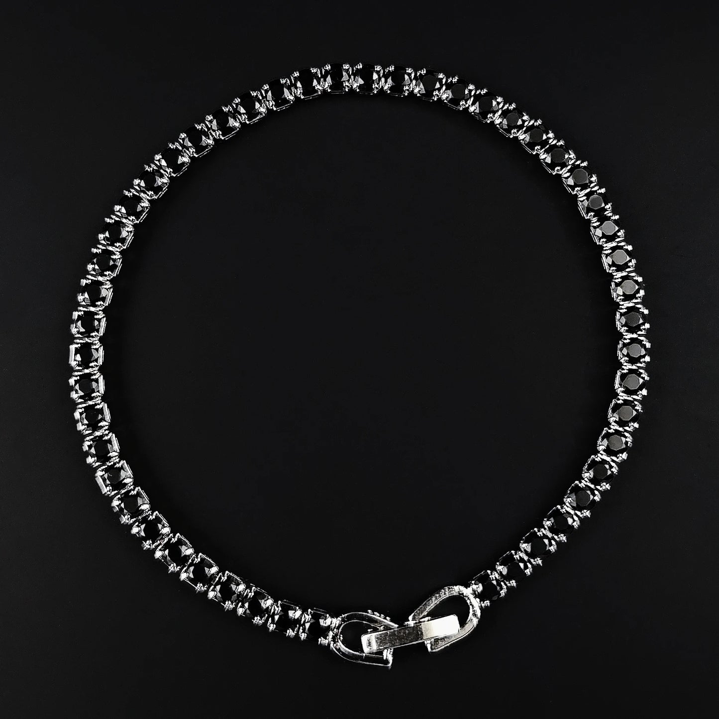 luckacco 2024 new arrival luxury round black color on hand bracelet bangle for women anniversary gift jewelry bulk sell s5787