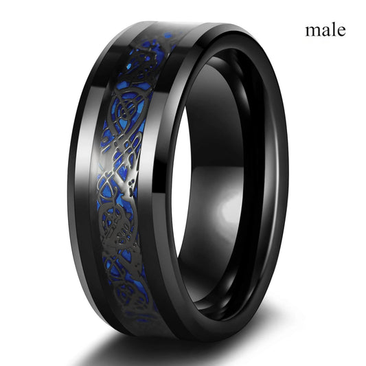 Luckacco Fashion Couple Rings Romantic White Rhinestones CZ Women Rings Set Simpe Men's Stainless Steel Rings For Couple Wedding Jewelry