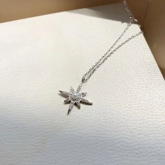 Luckacco Hot Sale 925 Sterling Silver Star Double Layer Necklace Charm Moon Pendant Choker For Women Birthday Gift Beautiful Accessories