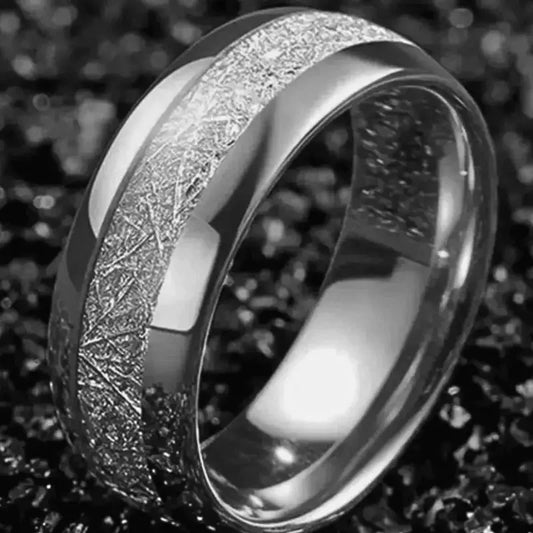 Luckacco Personalized Couple Stainless Steel Engagement Jewelry Ring, Opal Inlaid Dome Engagement Ring, Daily Matching Ring