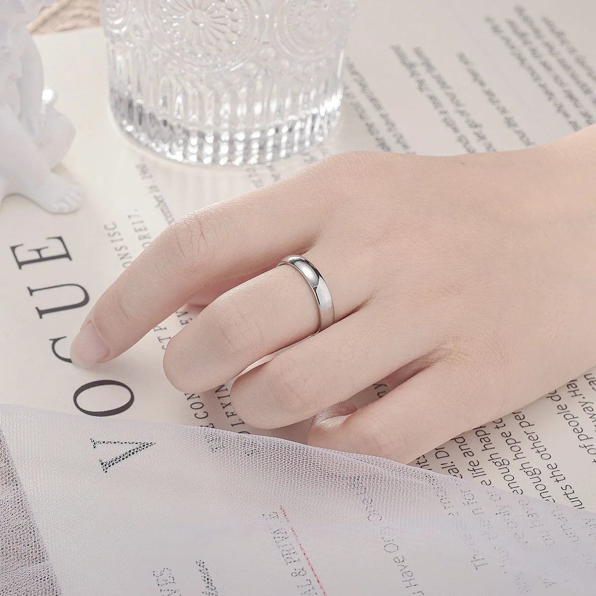 luckacco gold plated ring colour fashion women's simple couple's wedding ring engagement jewellery gift