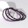 Luckacco 3pcs Amethysts Purple Agates Elastic Bracelets For Women Men Natural Stone Tiger Eye Black Onyx 4mm Beads Bracelet Set Jewelry