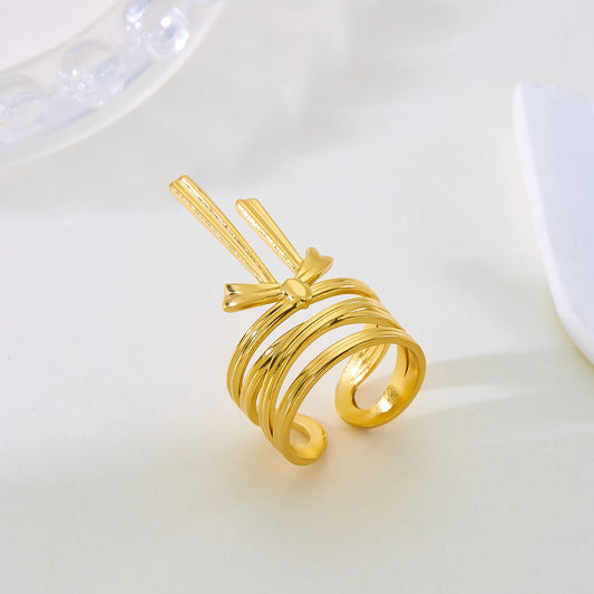 Luckacco Trendy Gold Color Stainless Steel Ring for Women Bohemian Shell Starfish Conch Flower Butterfly Heart Ring Party Jewelry Gift
