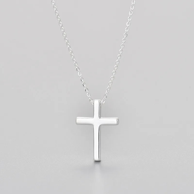 luckacco 925 sterling silver necklace for women adjustable simple cross shape necklace o-chain choker necklaces birthday gift chocker