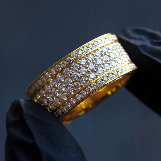 Luckacco New Eternity Wedding Bands Women's Rings Luxury Gold Color Paved Cubic Zirconia Simple and Elegant Female Anniversary Jewelry