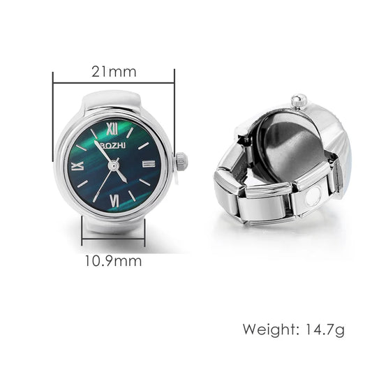 Luckacco GEMOSA Round Finger Watch Stainless Steel Italian Charm Link CLassic Clock Quartz Watch Ring Trendy Jewelry for Men Women