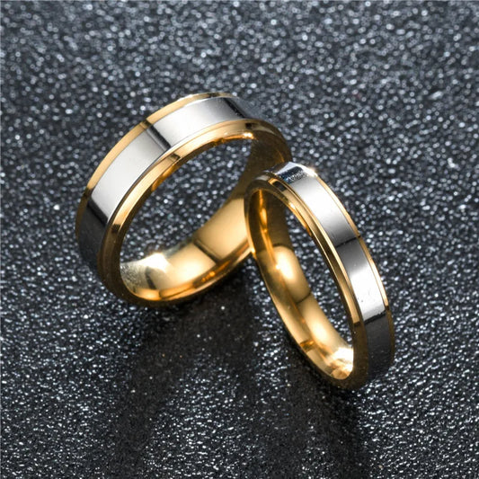 Luckacco Stainless Steel Couple Rings Set - Matching Wedding Bands for Men & Women - Anniversary Valentine Gift - Sizes 6-13