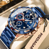 Luckacco POEDAGAR Trendy Men's Watch Luminous Waterproof Stainless Steel Male Watch Chronograph Date Sports Quartz Watches For Men Reloj