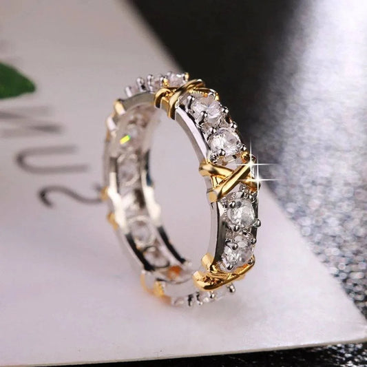 Luckacco Luxury 925 Sterling Silver Ring Interlaced Zircon Crystal Ring for Woman Engagement Wedding Jewelry Gift Accesorios Mujer