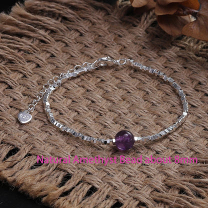 Luckacco VENTFILLE 925 Sterling Silver 6mm Shell Pearl Glass Bead Star Bracelet For Women Gift Crushed Silver Jewelry